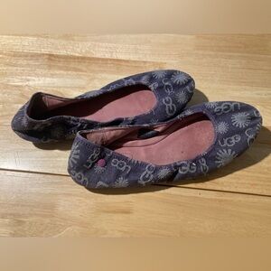 UGG purple denim ballet flat/slipper in size 11. Adorable purple slip on shoes